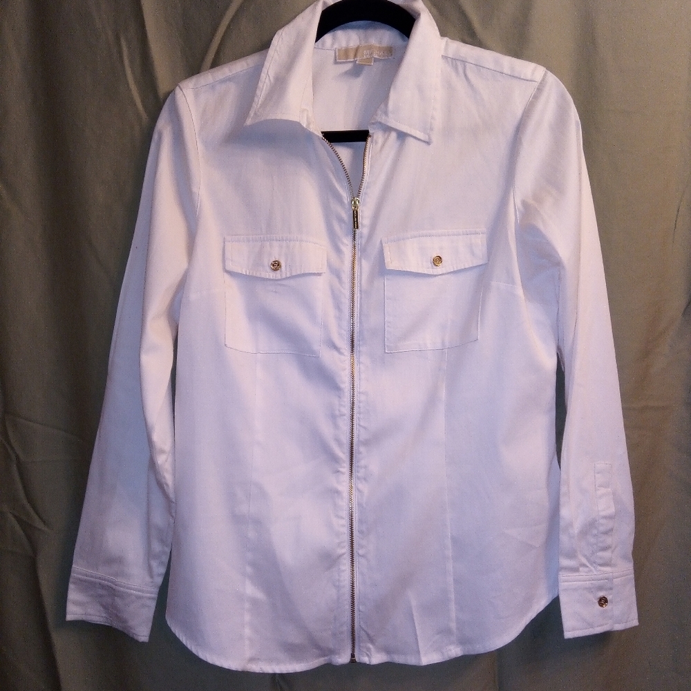 Michael Kors white cotton long sleeve shirt